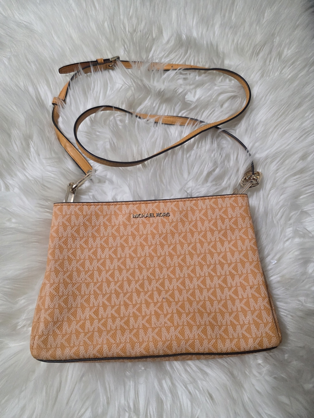 Michael Kors Peach/Orange Signature MK Crossbody Bag